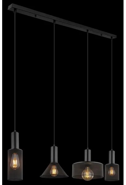 Lustră pe cablu JEDD 4xE27/60W/230V negru Globo 15648-4H