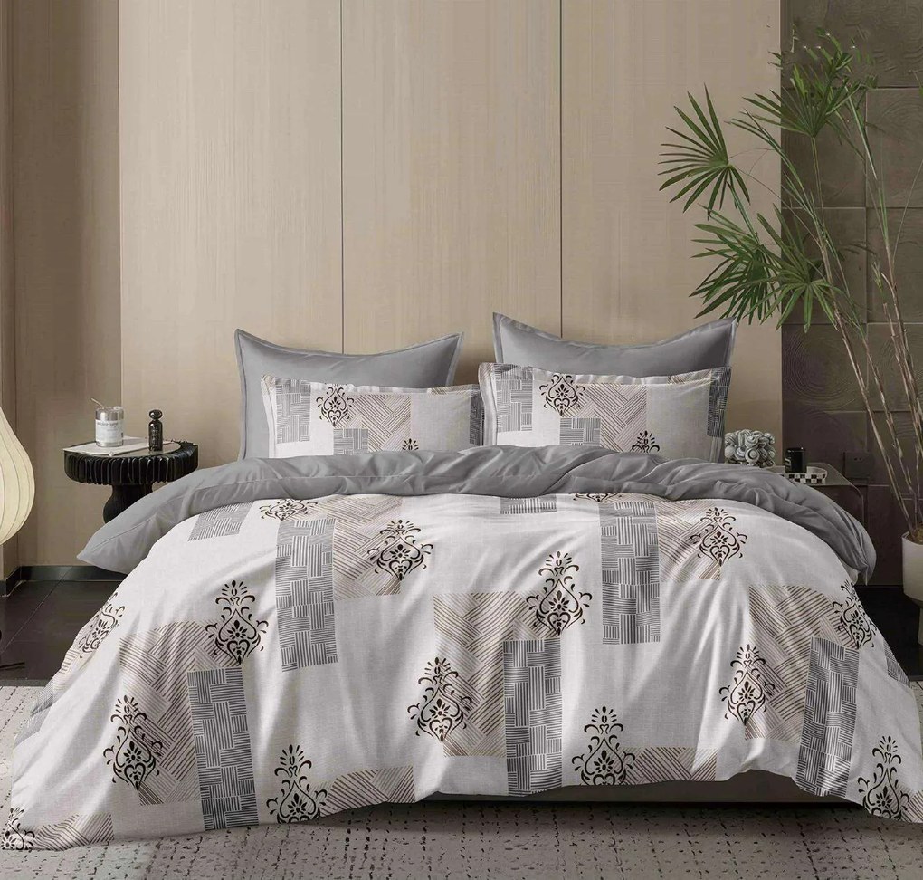 Lenjerie de pat din bumbac LORENDA bej-gri Dimensiune lenjerie de pat: 70 x 90 cm | 140 x 200 cm