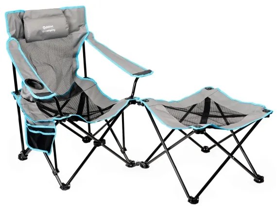 Masă pliabilă de drumeție + scaun gri/albastru