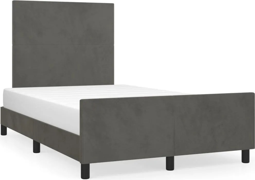 vidaXL Cadru de pat fără saltea Gri închis 120x190 cm catifea