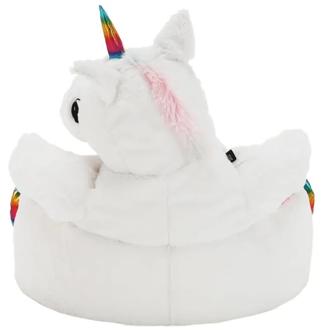 Fotoliu tip sac unicorn, alb roz amestec de culori, BUFEL