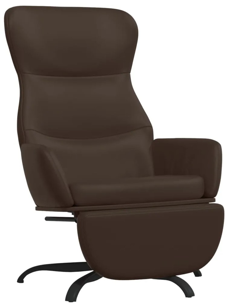 3097453 vidaXL Scaun de relaxare cu taburet, maro, piele ecologică