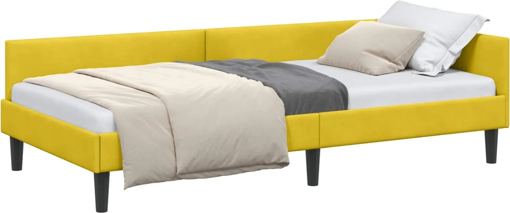 vidaXL Cadru de pat colțar cu headboard Galben 80 cm x 200 cm Catifea