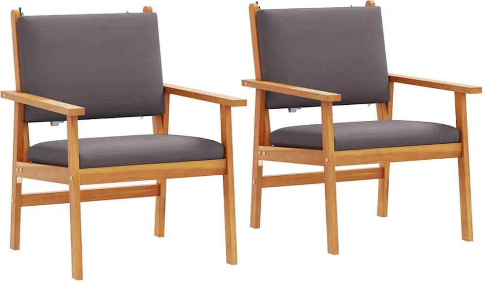 vidaXL Scaun pentru Grădină 2 pcs Antracit Lemn Solid de Acacia