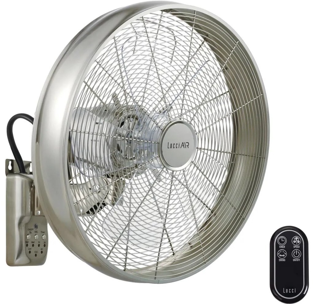 Ventilator de perete Lucci air 213126 BREEZE 55W/230V crom mat + telecomandă