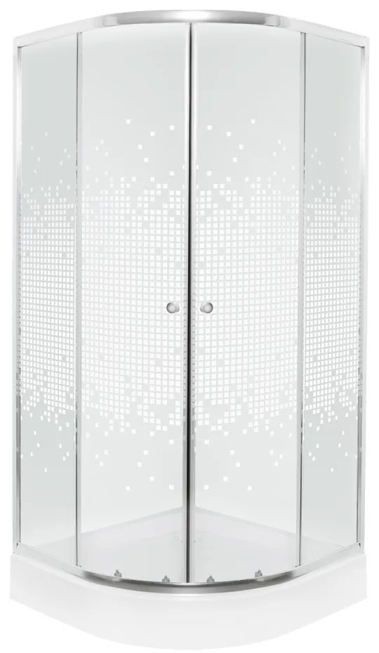Cabină de duș curbată Pixel White 90 cu cădiță de duș