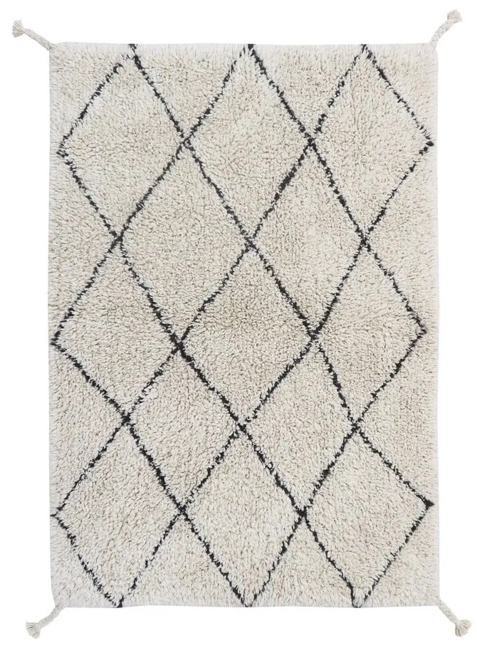 Covor crem lavabil/țesut manual din bumbac 70x100 cm Mini Bereber – Lorena Canals