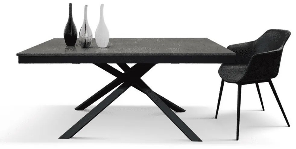 Masa Tiglio, blat extensibil pal laminat, picior metalic - BLAT ALB, PICIOR GRI ANTRACIT - 140 cm / 80 cm