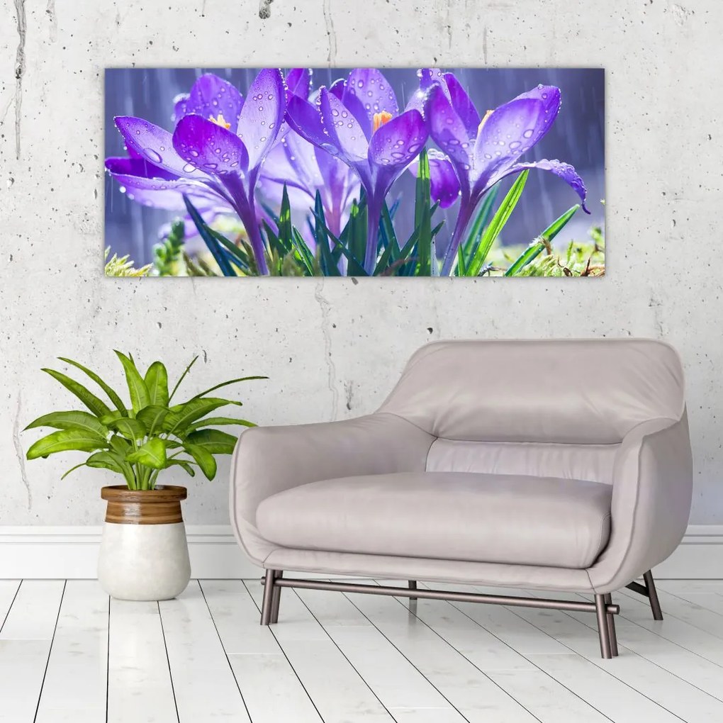 Tablou cuflori în ploaie (120x50 cm)