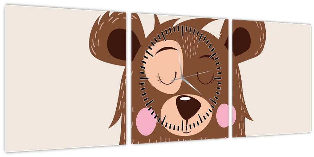 Tablou - Teddy ursuleț cu eșarfă roșie (cu ceas) (90x30 cm)