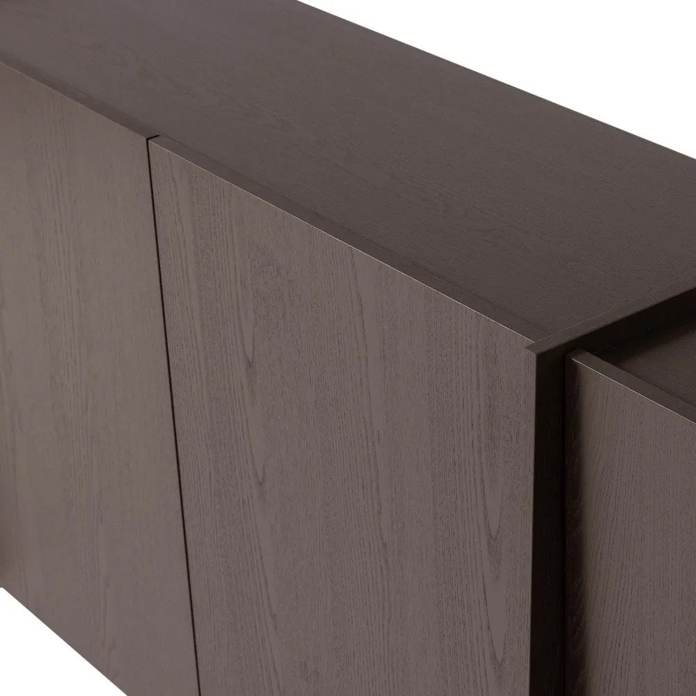 Comodă maro închis cu aspect de lemn de frasin 200x85x44 cm Brock – WOOOD