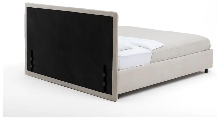 Pat matrimonial bej tapițat cu spațiu de depozitare cu somieră 180x200 cm Myra Slim Line – Bonami Selection