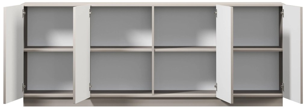 Comoda cu patru uși Lorini 200 cm - cașmir / aurii Mânere T-bar