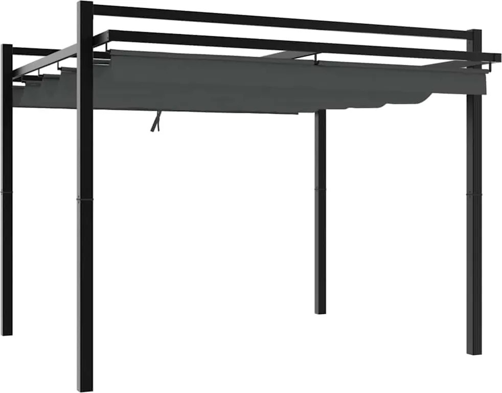 vidaXL Foișor de grădină acoperiș retractabil antracit 3x3 m aluminiu
