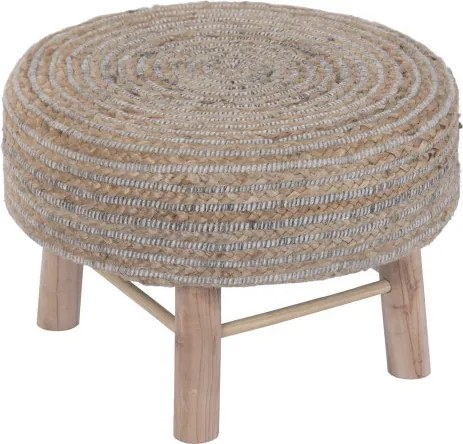 Taburet rotund din lână și iută împletite manual, 50×50×35 cm, „Juwl"