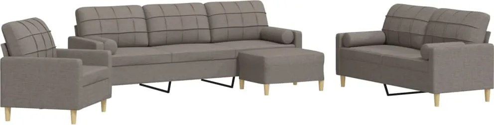 vidaXL Set canapele cu taburet și perne, 4 piese, taupe, textil