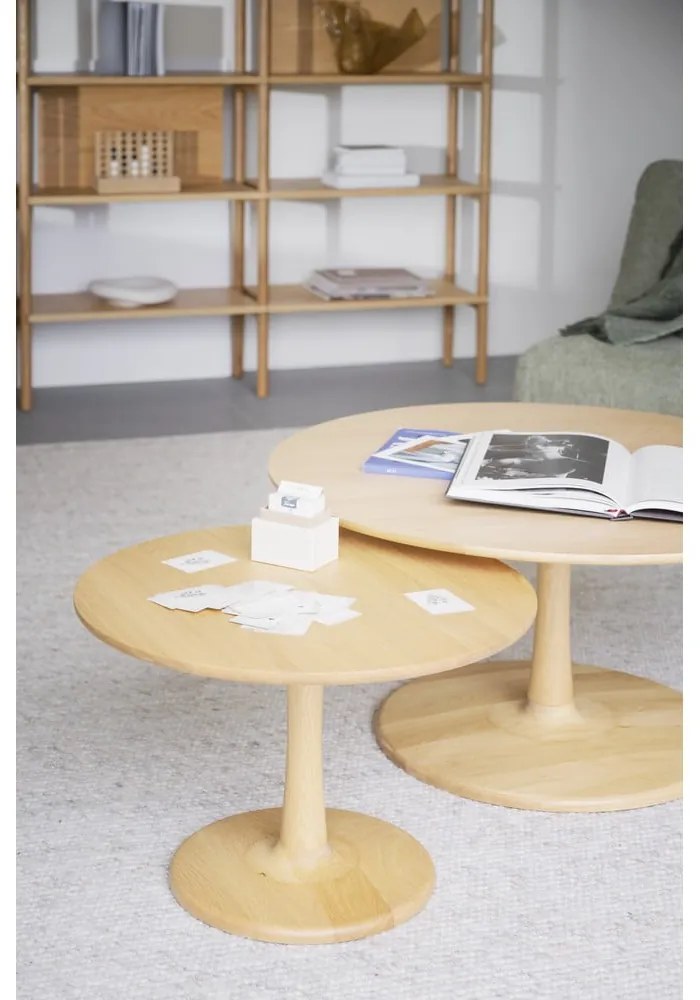 Măsuță de cafea natural rotundă cu aspect de lemn de stejar 60x60 cm Hobart – Rowico