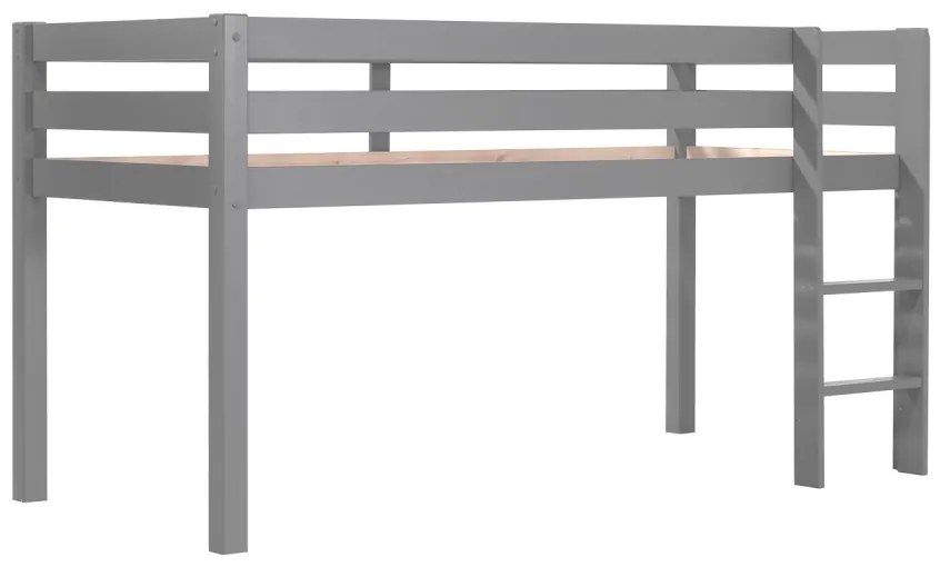 Pat copii supraînălțat cu husă Bella pentru copii – Vipack Pino Gri [Dimensiuni: 200x90x114 cm]