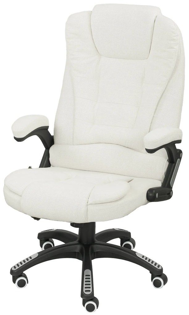 Vinsetto Scaun de birou ergonomic cu funcție de masaj, 68 x 72 x 110–120 cm, Crem | Aosom Romania