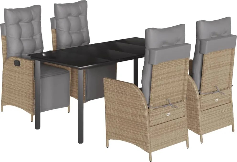 vidaXL Set mobilier pentru grădină, 5 piese, cu perne, bej, poliratan