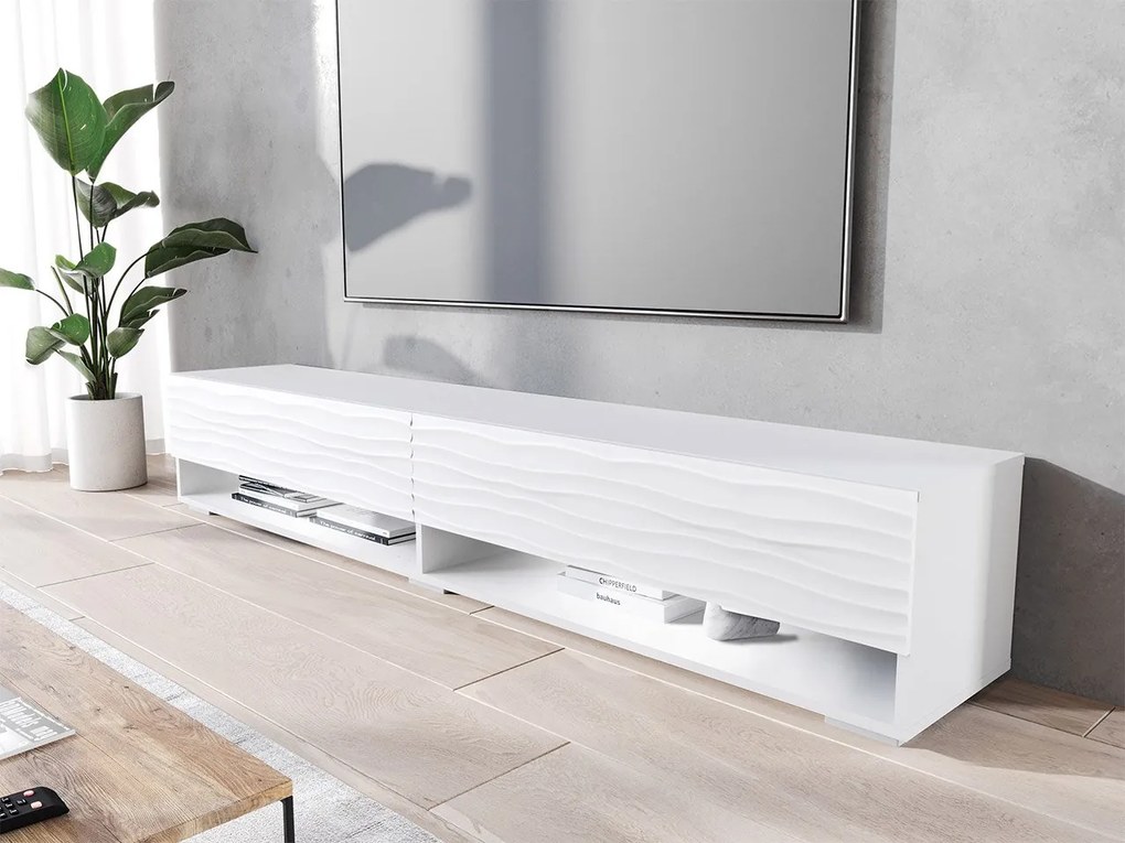 Dulap TV de perete Adenuk 140 MDF (Alb + Alb) (cu iluminat LED RGB). 1106327