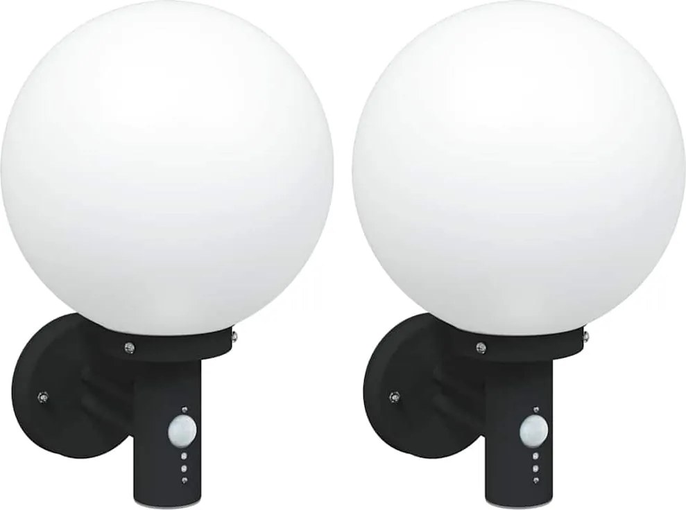 vidaXL Lumină de perete pentru exterior 2 pcs Negru 28 x 25 x 38 cm