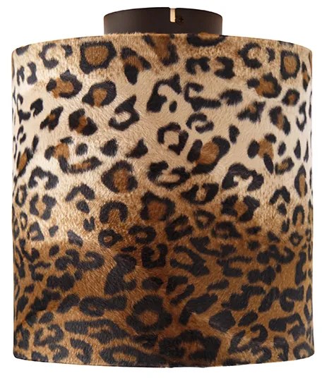 Plafonieră cu abajur negru mat cu imprimeu leopard 25 cm - Combi