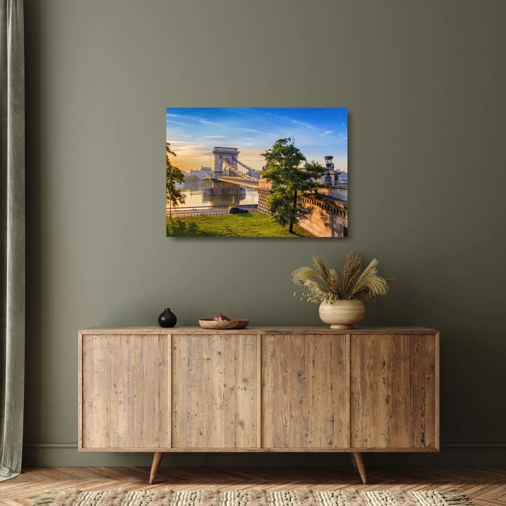 Tablou pe sticlă - Pod peste râu, Budapesta, Ungaria (70x50 cm)