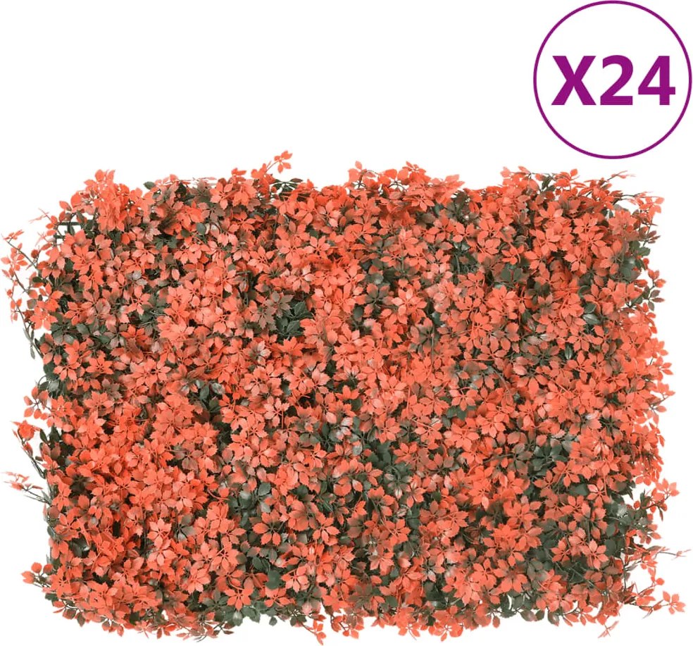 vidaXL Gard din frunze arțar artificiale 24 buc roșu deschis 40x60 cm