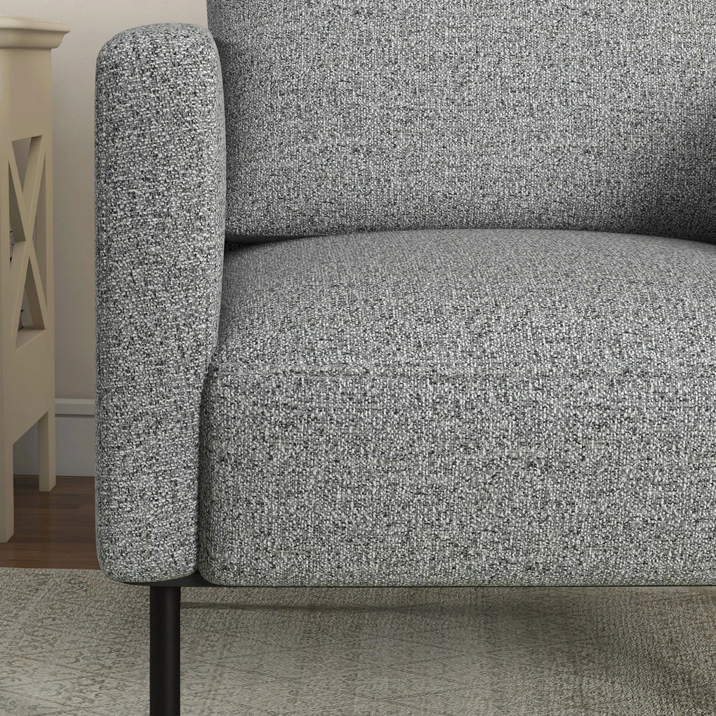 HOMCOM Fotoliu de salon fotoliu din material textil 1 loc acoperire aspect lin picioare din oțel 79 x 76 x 65 cm gri negru | Aosom Romania