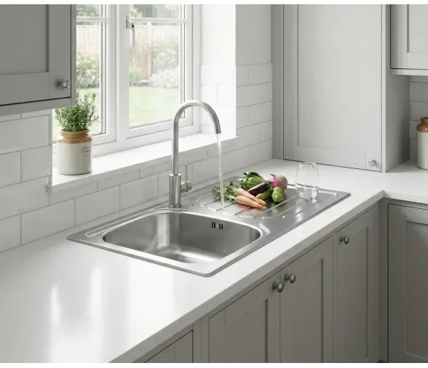 ALVEUS - Chiuvetă de bucătărie BASIC 78 x 43,5 cm + baterie pentru chiuvetă VIOLA 36,7 cm inox