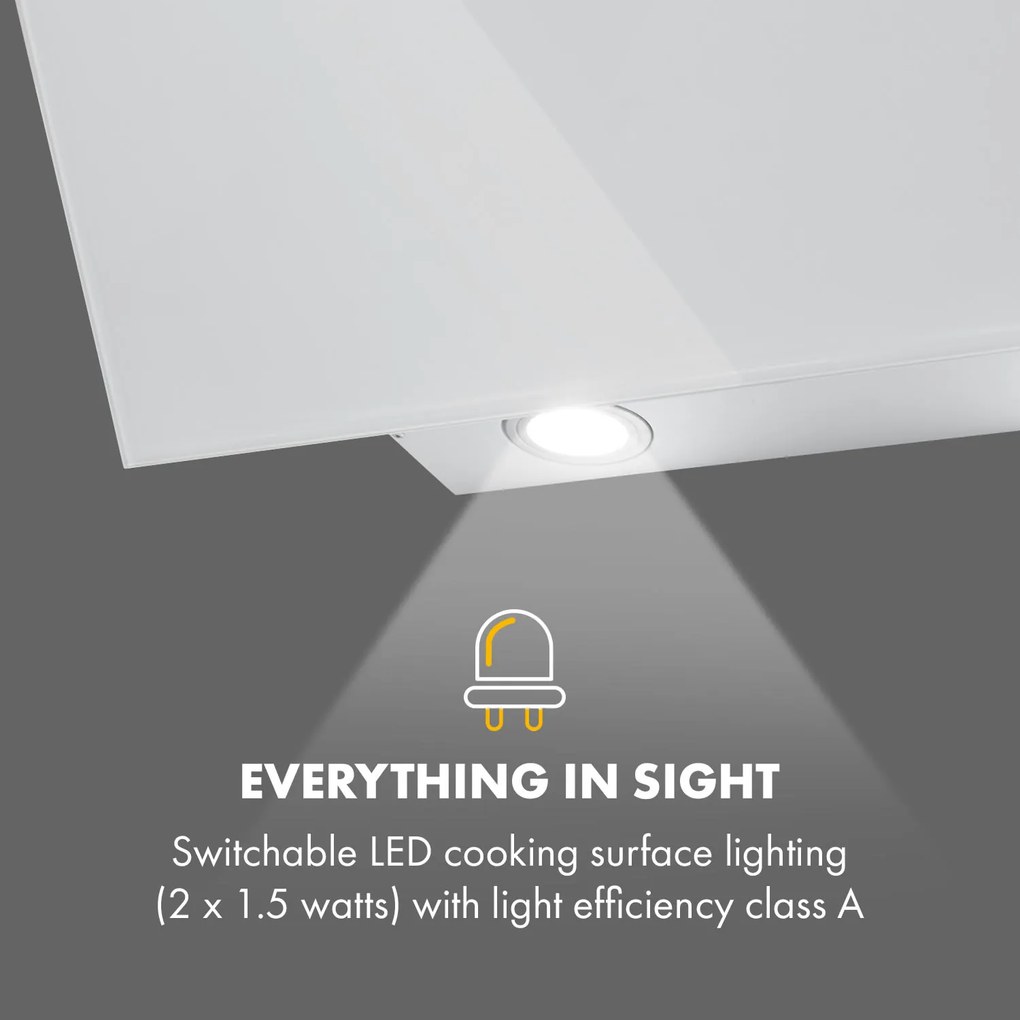 Laurel 60, hotă, 60 cm, putere de extracție 350 m³ / h, LED, ecran tactil, alb