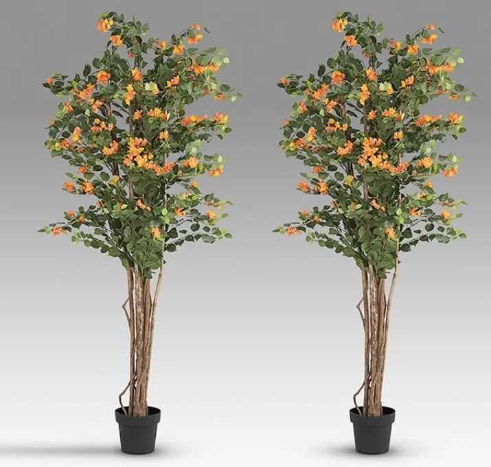 Set de 2 plante artificiale, Bougainvillea portocaliu H-180cm
