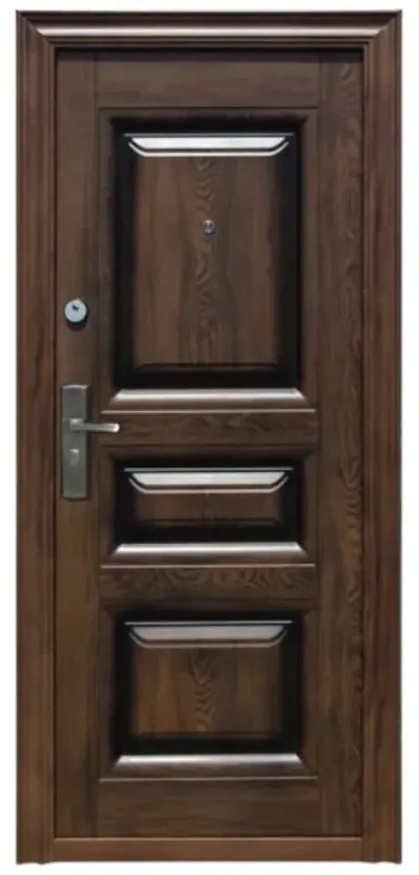 Usa metalica de exterior cu izolatie si vizor Novo Doors ND7001 , 2 yale,tabla 0,7 mm, balamale si clanta incluse, toc de 7 centimetri, pentru casa