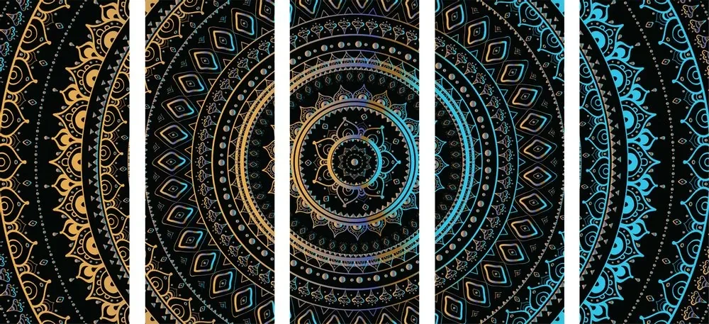 Tablou 5-piese Mandala cu modelul de soare