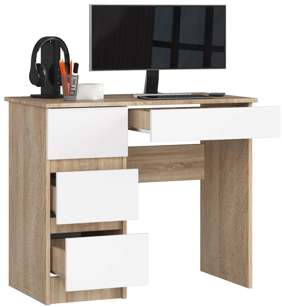 Masă PC Benicio II (Stejar sonoma + Alb) (S). 1069635
