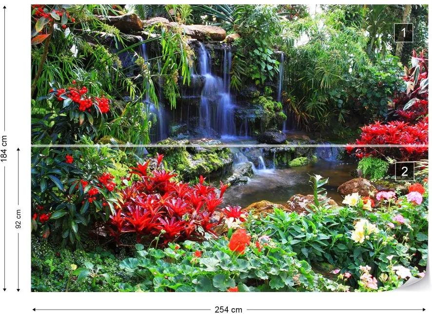 Fototapet GLIX - Waterfall Forest Nature + adeziv GRATUIT Tapet nețesute - 254x184 cm