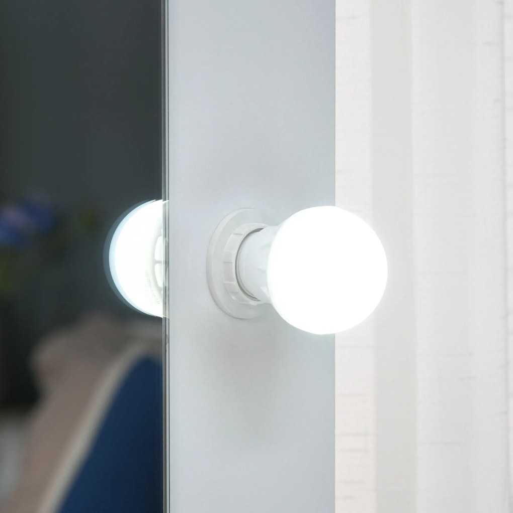 HOMCOM Masuta de Toaleta pentru Camera cu Oglinda 9 Lumini LED, Masa de Machiaj cu Sertar si Compartimente Deschise 70x40x160cm, Alb