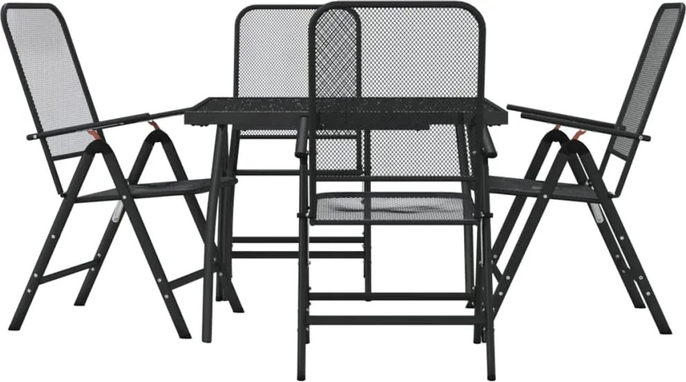 vidaXL Set de masă pentru grădină, 5 piese, plasă metalică antracit