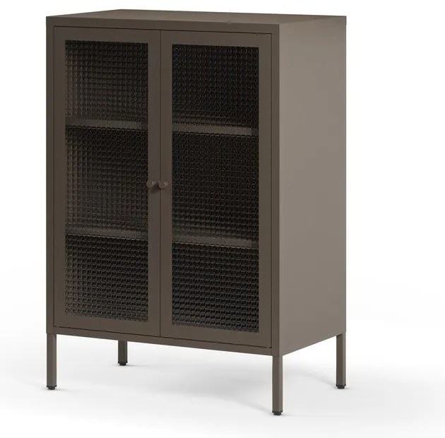 Vitrină gri din metal 70x100x40 cm Layna – Marckeric