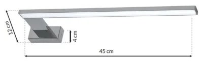 Aplică de perete LED pentru baie SHINE, 11W, 230V, 45 cm, IP44, crom lucios