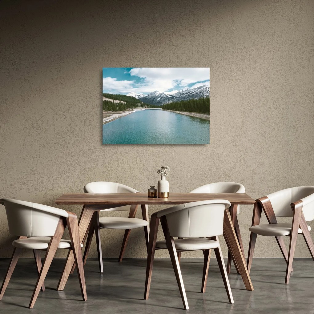 Tablou pe sticlă cu peisaj montan (70x50 cm)