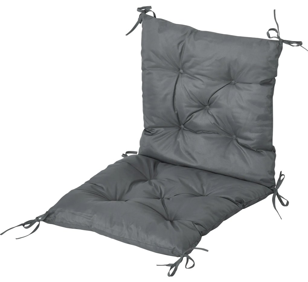 Outsunny Set de 2 perne de scaun de exterior, perne de grădină cu atașe, perne pentru terasă sau balcon, 98 x 50 x 8 cm, gri | Aosom Romania
