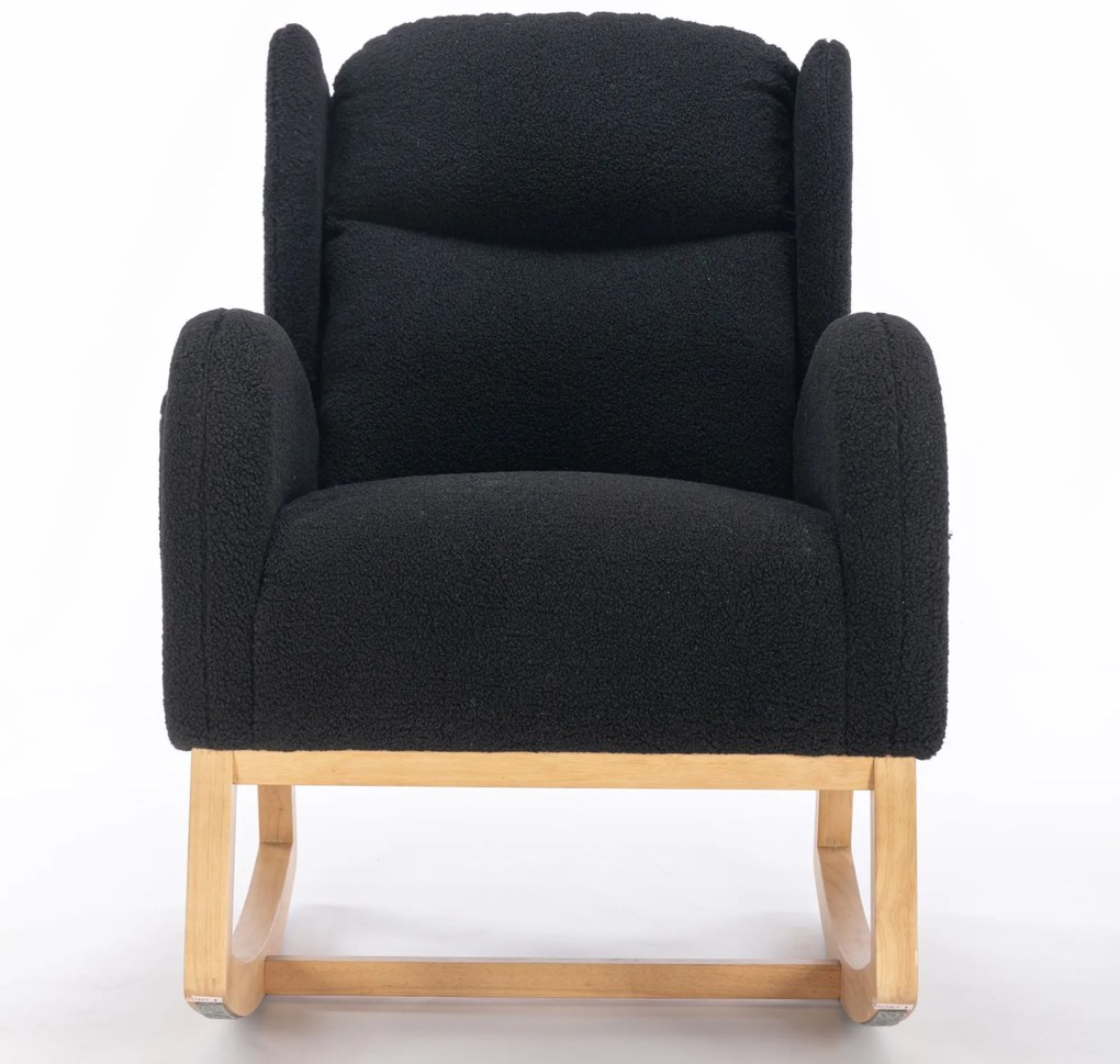 Scaun balansoar modern cu husă din material Teddy, Negru | Aosom Romania