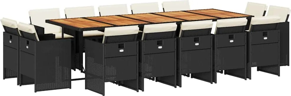 vidaXL Set mobilier de grădină cu perne, 15 piese, negru, poliratan