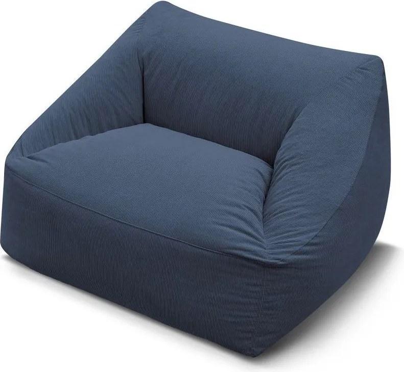 Fotoliu bean bag albastru închis cu tapițerie din catifea reiată Lilibet – Bobochic Paris