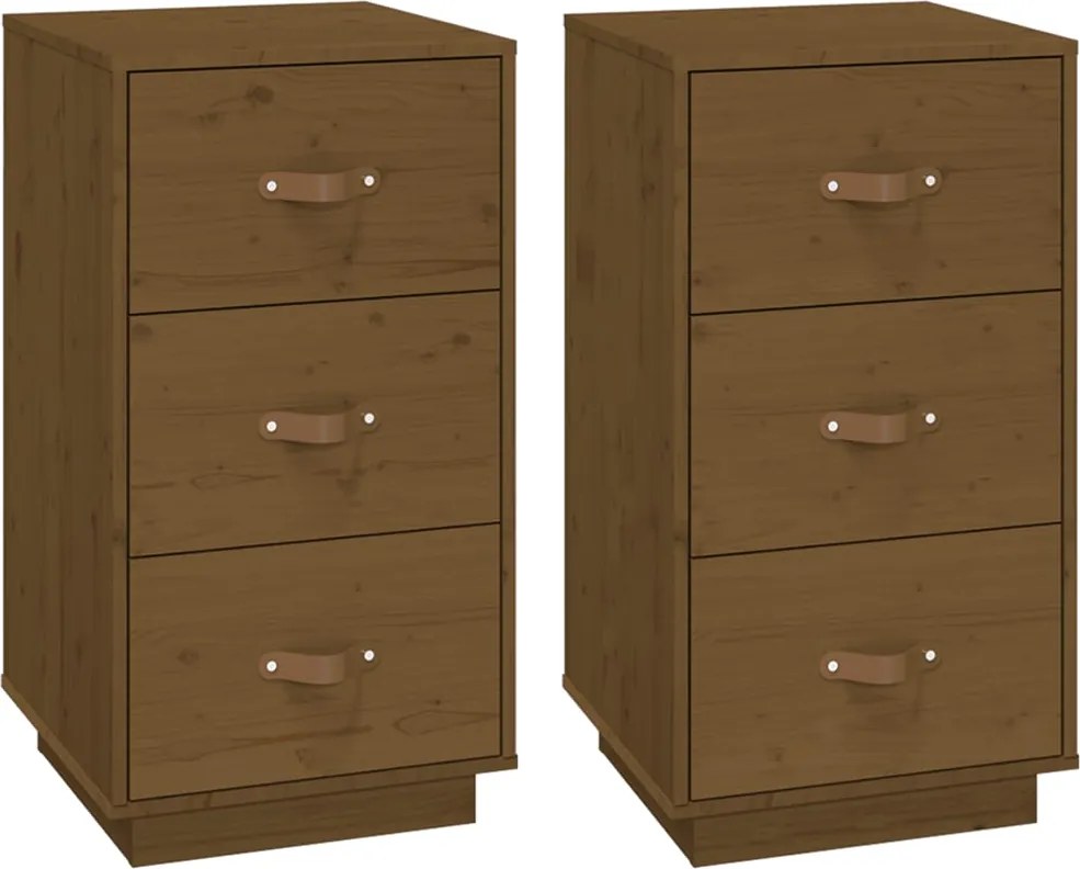 vidaXL Noptiere, 2 buc., maro miere, 40x40x75 cm, lemn masiv de pin