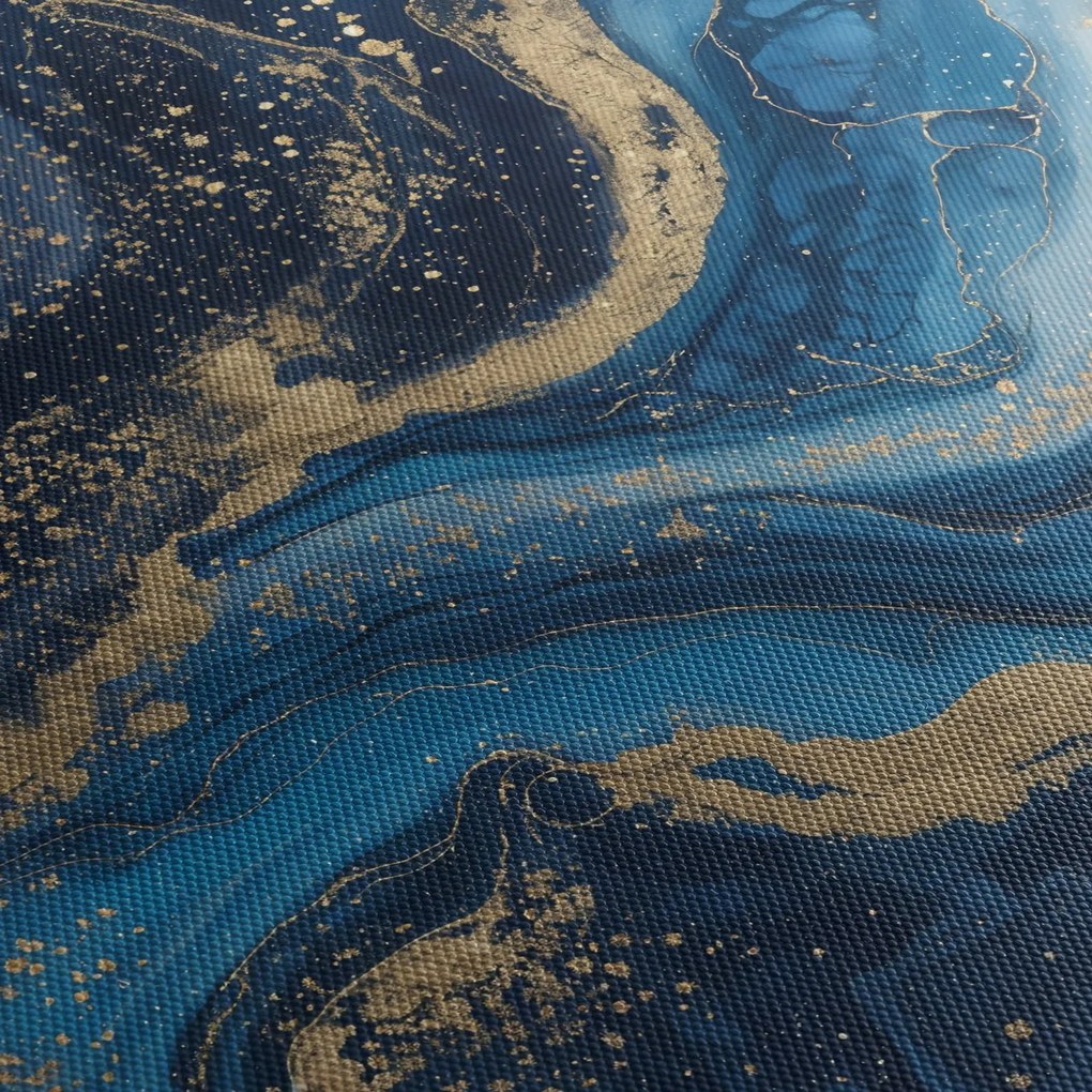 Tablou - Marmură abstractă albastru-aurie (70x50 cm)