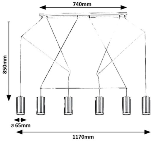 Lustră pe cablu ASLAUG 6xGU10/50W/230V Rabalux 72018