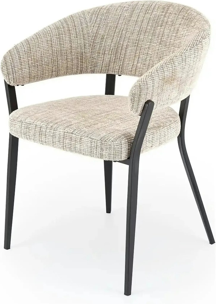 Scaun K609, bej/negru, stofa clasica/metal, 53x56x77 cm